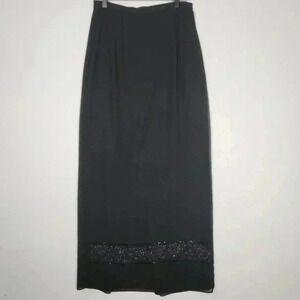 J.R. Nites Caliendo Womens Long Skirt 6 Black Beaded Back Slit Formal‎ Holiday